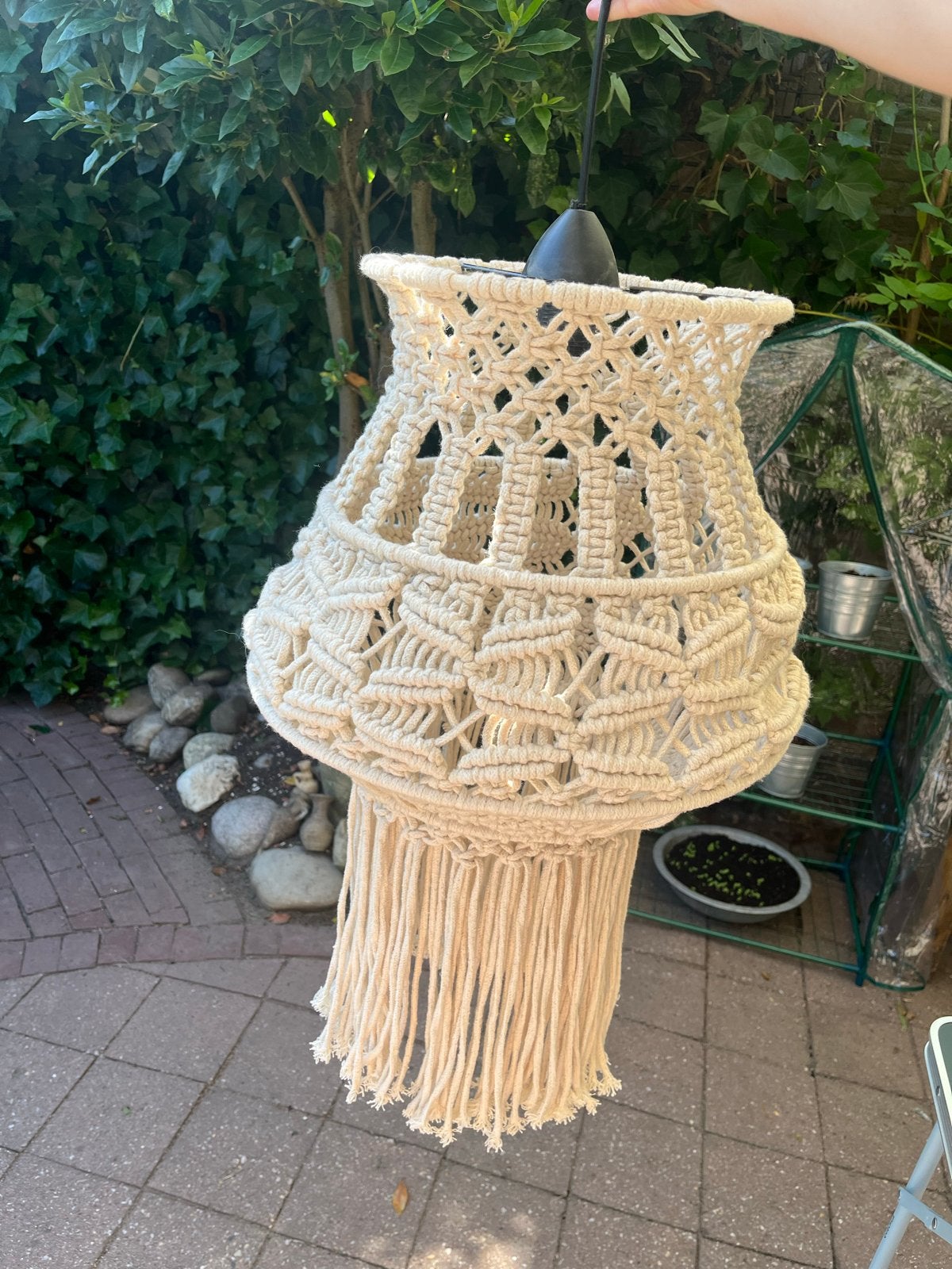 Macramé lampenkap met franjes, Ophalen, Zo goed als nieuw, Boho