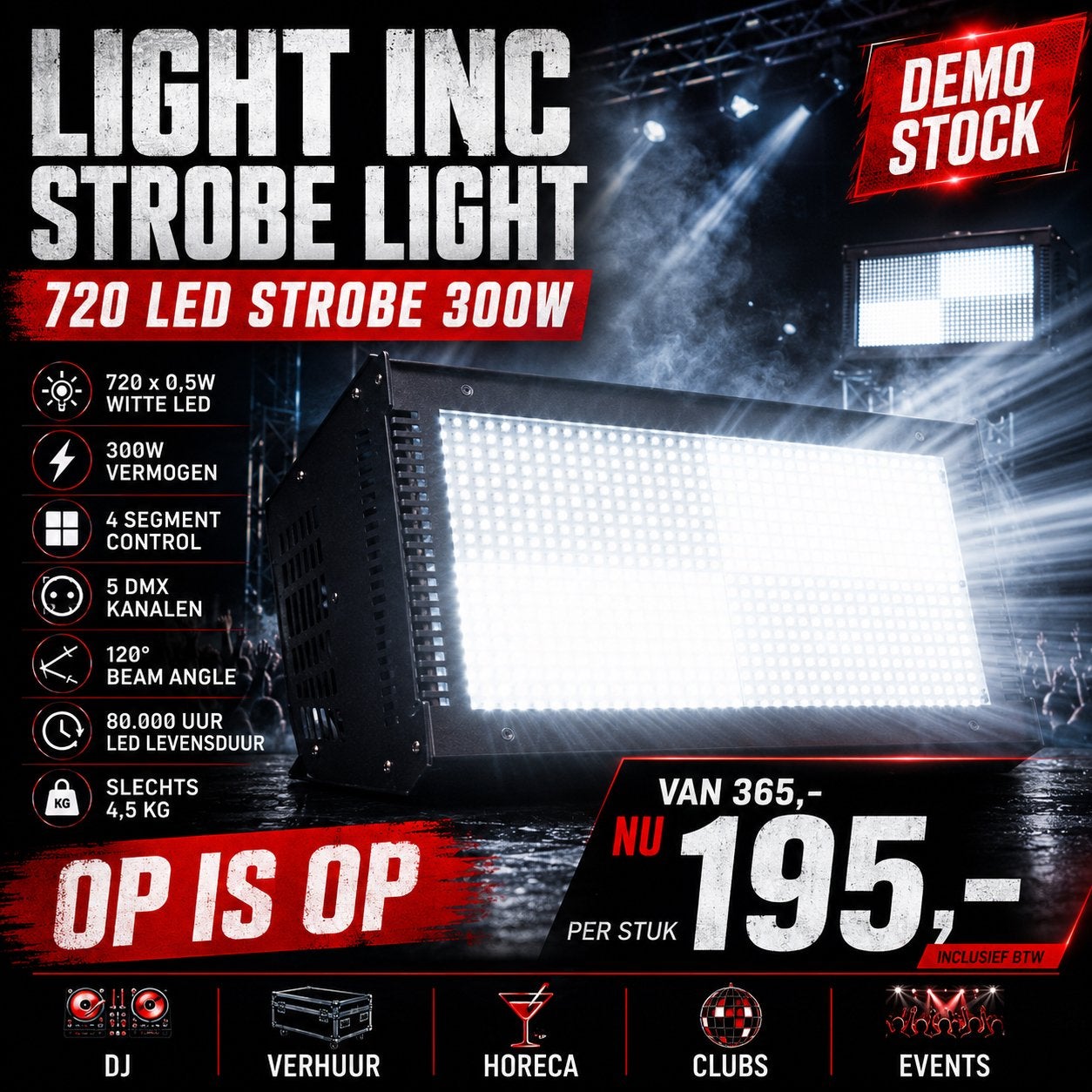 Professionele LED Strobe 300W - Krachtige Stage Strobe, Info@light-inc.nl, Licht, Light-inc, Nieuw