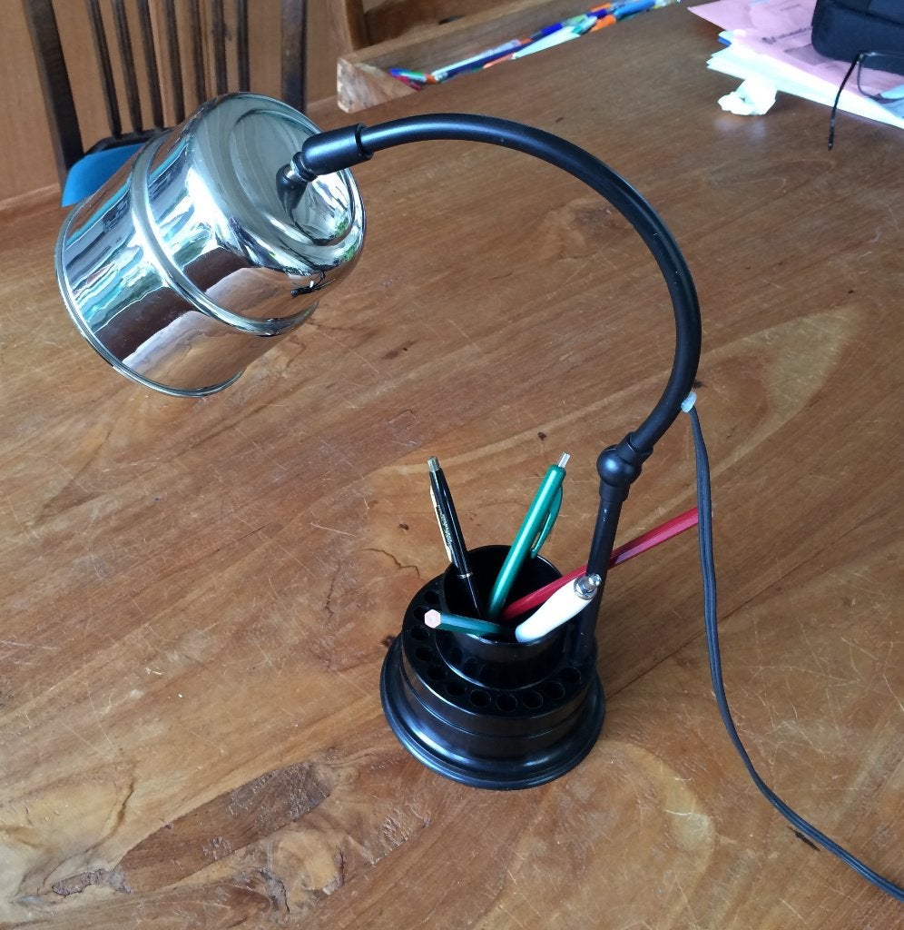 Unieke upcycled Bureaulamp met Pennenhouder  retro, Bureaulamp, Gebruikt, Overige merken, 38 cm