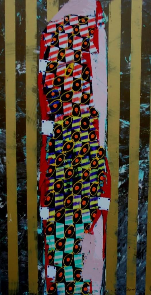 Willem van Scheijndel: acryl op doek: Knipoog naar Klimt 2, Ophalen of Verzenden