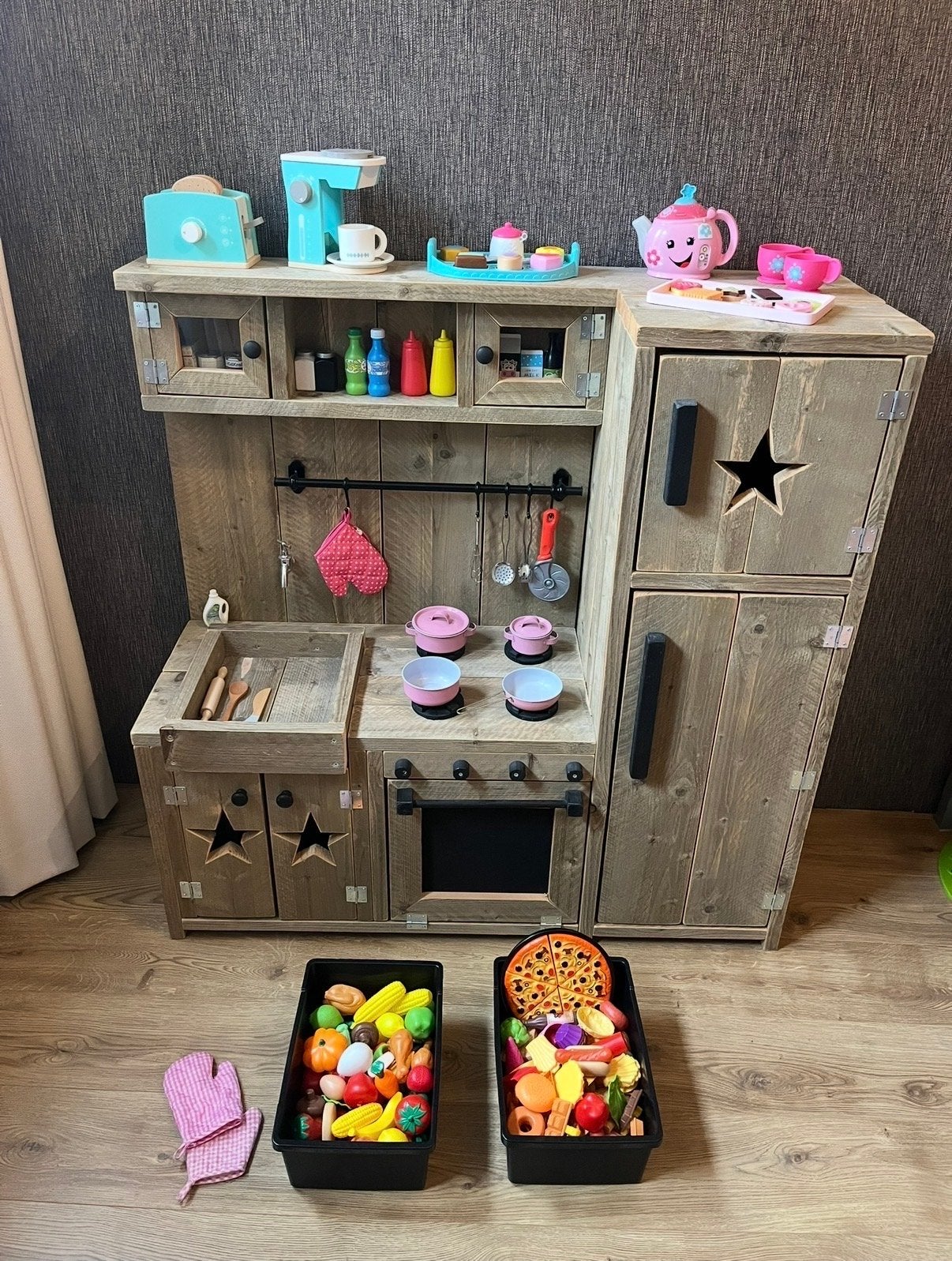 Steigerhouten Speelkeuken met Accessoires, Ophalen, Zo goed als nieuw, Hout, Speelkeuken