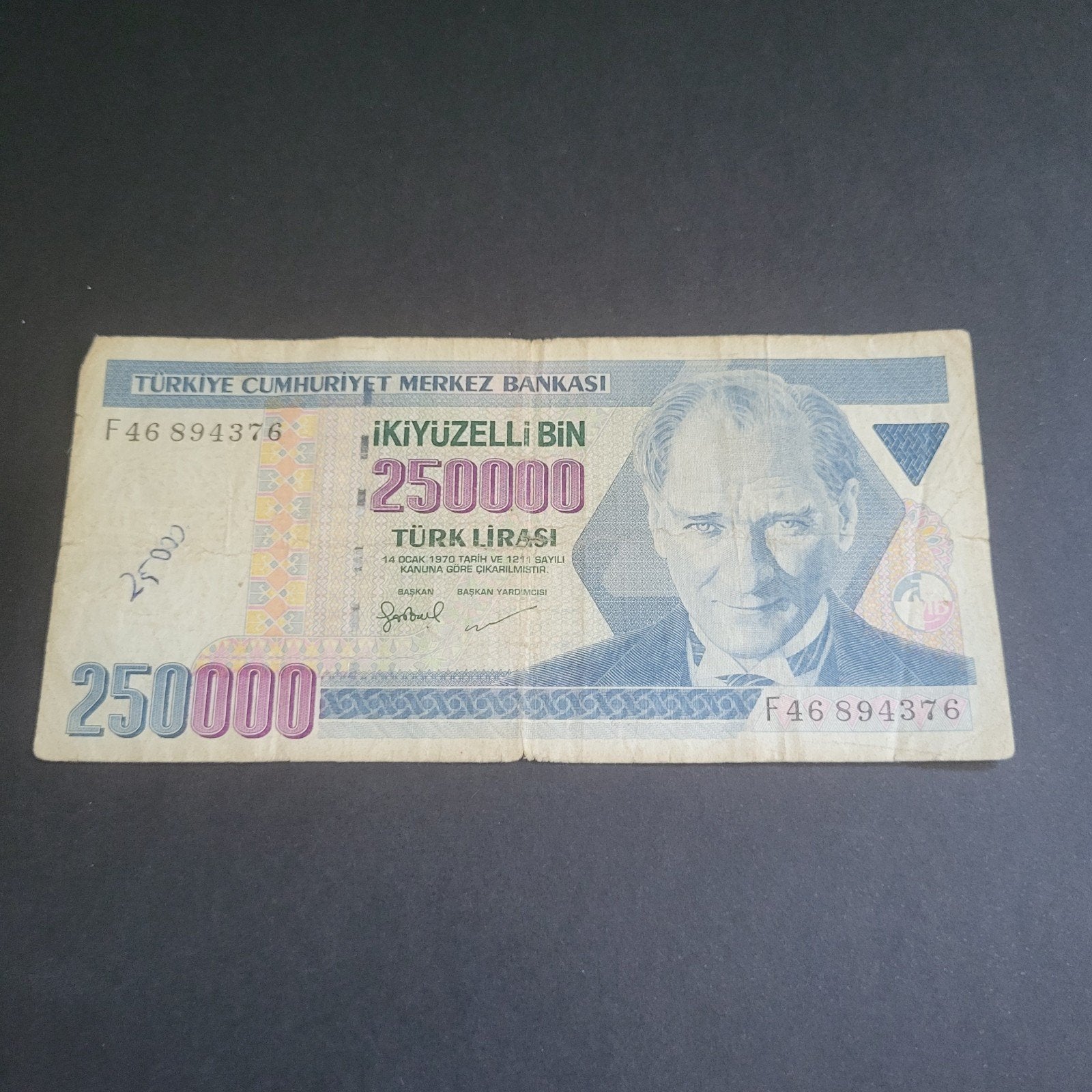 Turkije 250.000 Turkse Lira biljet (1970-1991), Verzenden, Midden-Oosten, Los biljet