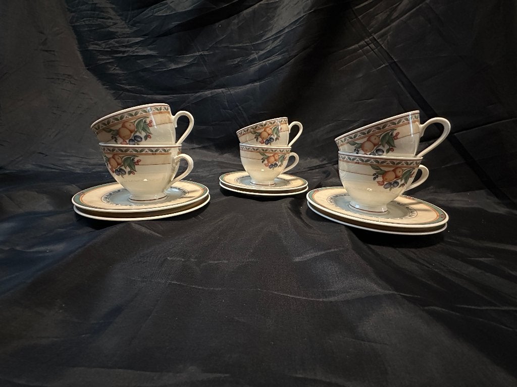 Vintage Set van 6 koffiekop en schotels Heinrich Winterling, Gebruikt, Overige merken, Ophalen of Verzenden, Overige stijlen