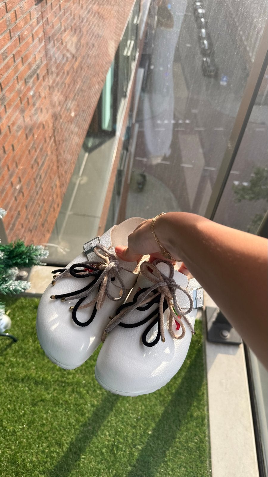 Witte Birkenstock klompen met veters, Ophalen, Zo goed als nieuw, Wit, Instappers