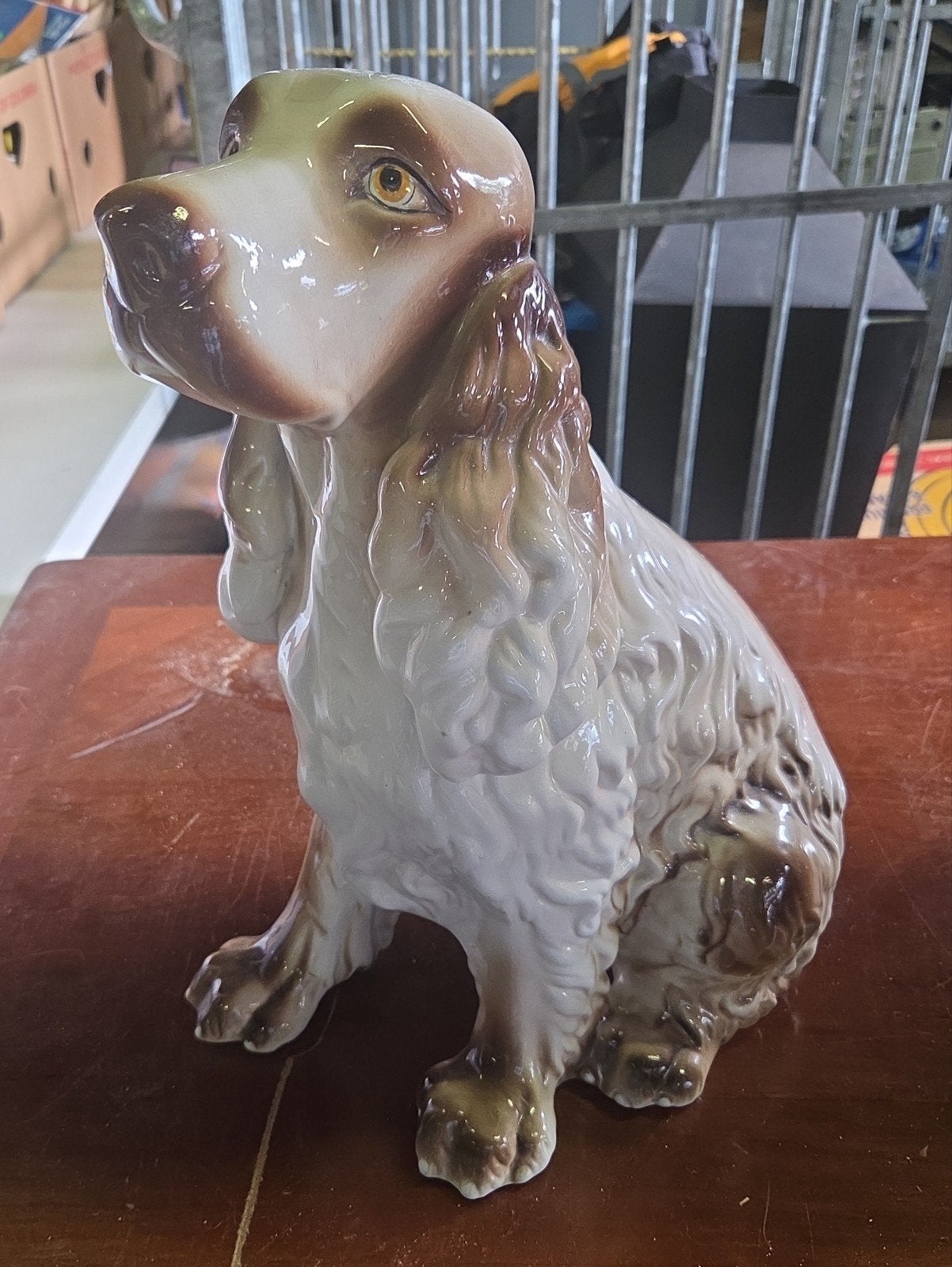 Groot vintage porseleinen beeld cocker spaniel, Ophalen, Zo goed als nieuw, Dier