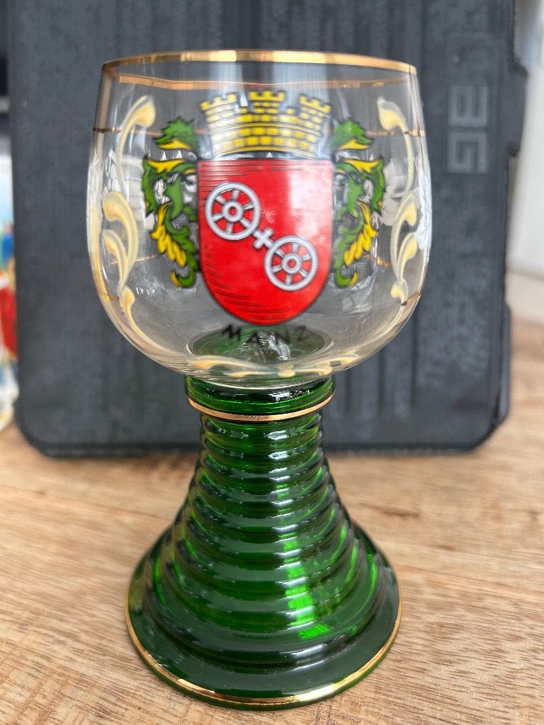Wijnglas met wapen van Mainz, Ophalen of Verzenden, Gebruikt, Overige typen