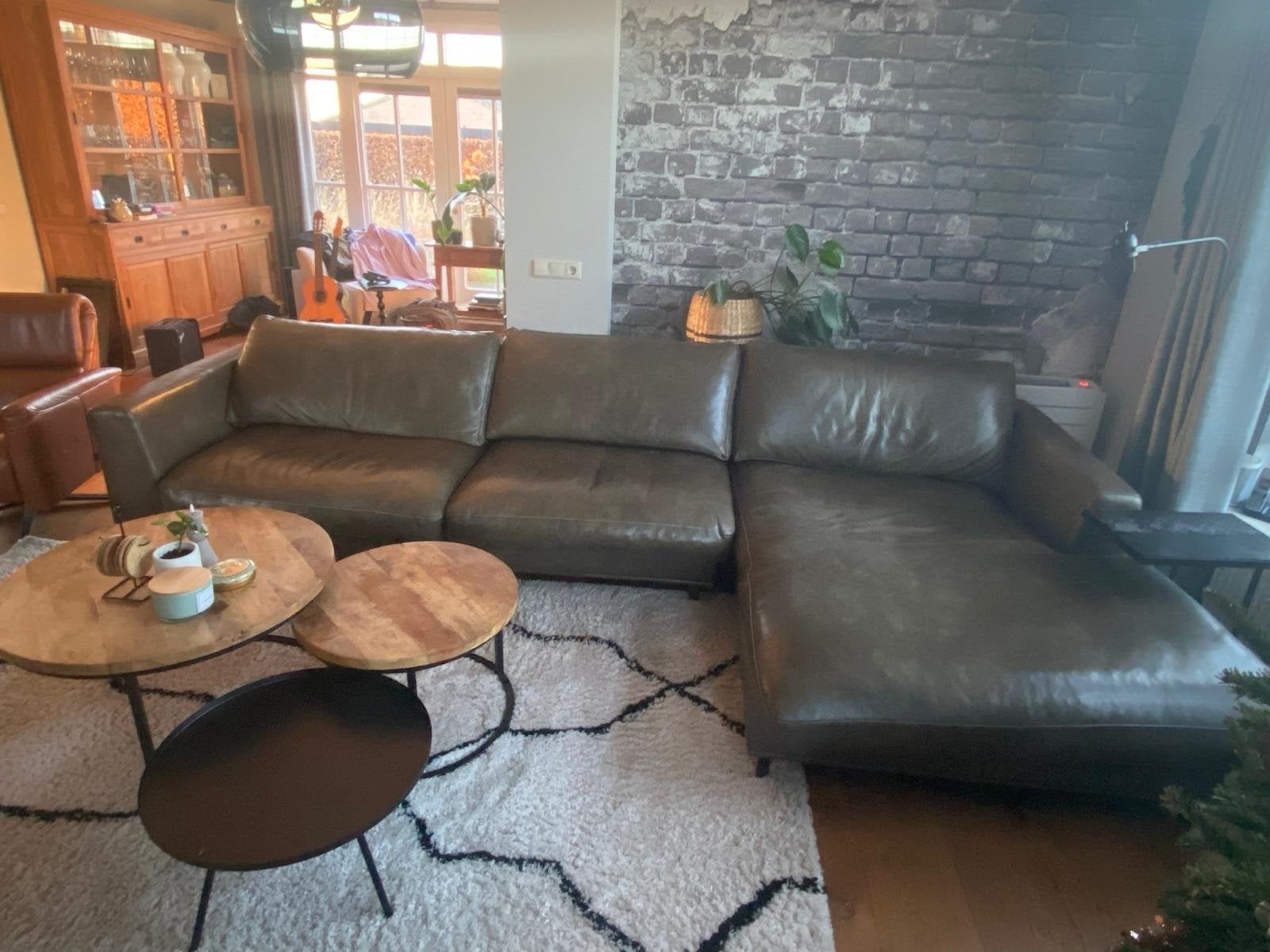 Luxe lederen hoekbank met loungegedeelte - Room 108, Huis en Inrichting, Banken | Bankstellen, Ophalen, Hoekbank, 300 cm of meer