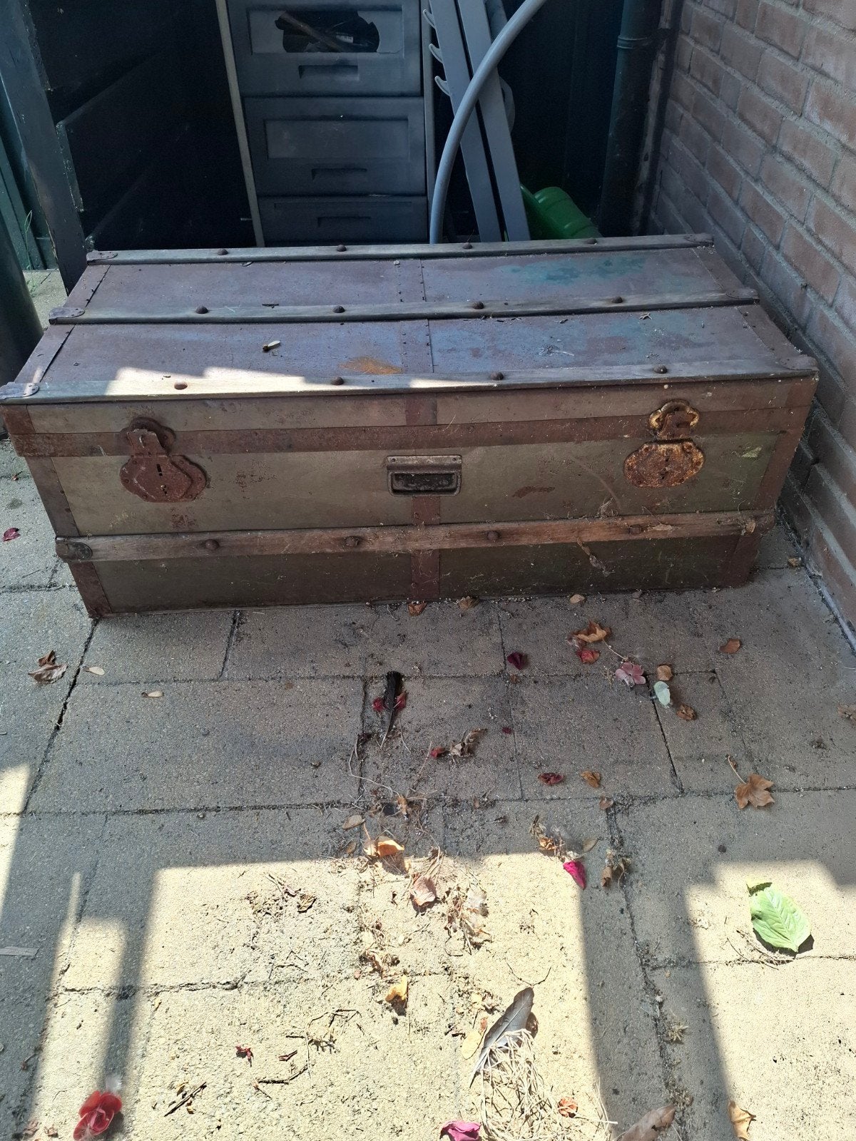 houten kist , in verweerde staat ., Ophalen of Verzenden, Minder dan 50 cm