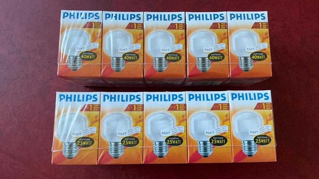Philips Softone 25 en 40 watt E 27, 30 tot 60 watt, Gloeilamp, Nieuw, E27 (groot)