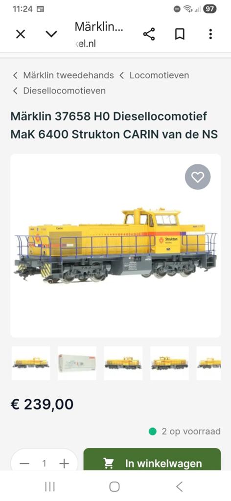 Märklin 37658 H0 Diesellocomotief MaK 6400 Strukton NS, Ophalen of Verzenden