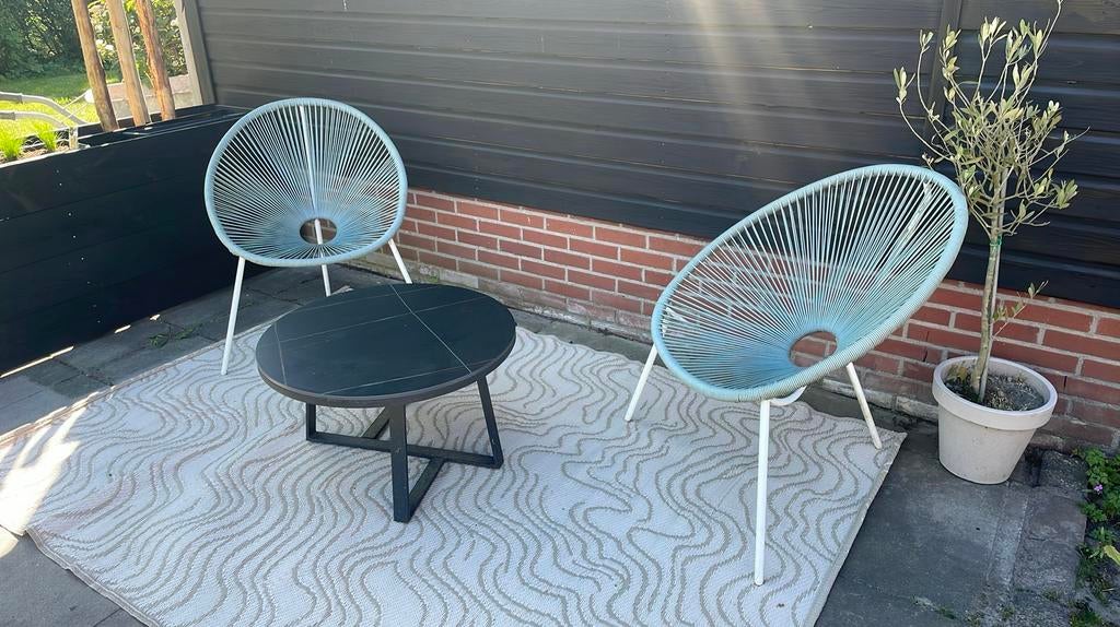 2 mint kleurige draadstoelen, Ophalen, Zo goed als nieuw