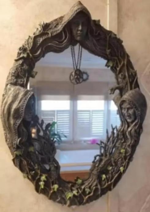 Prachtig klein spiegeltje Keltische heilige maan (21cm), Huis en Inrichting, Woonaccessoires | Spiegels, Minder dan 50 cm, Nieuw