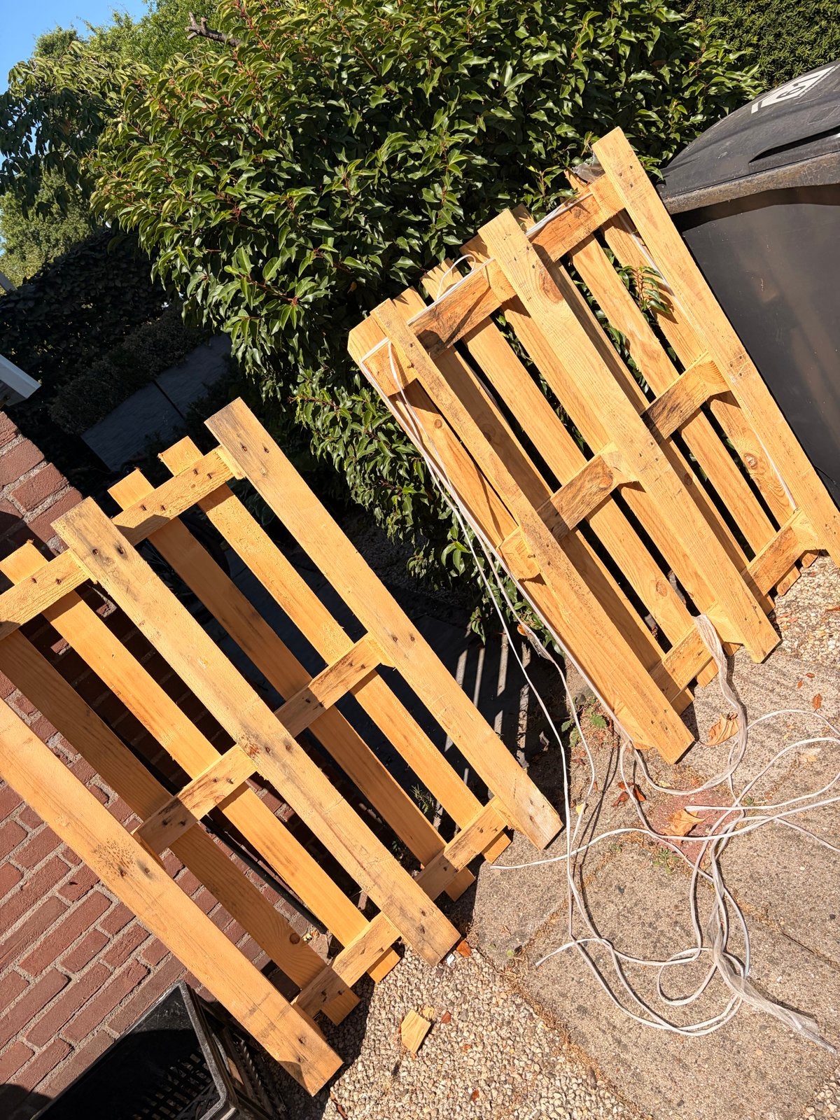 2 degelijke houten pallets - geen partijgoederen, Ophalen, Gebruikt, Pallet, Minder dan 200 cm