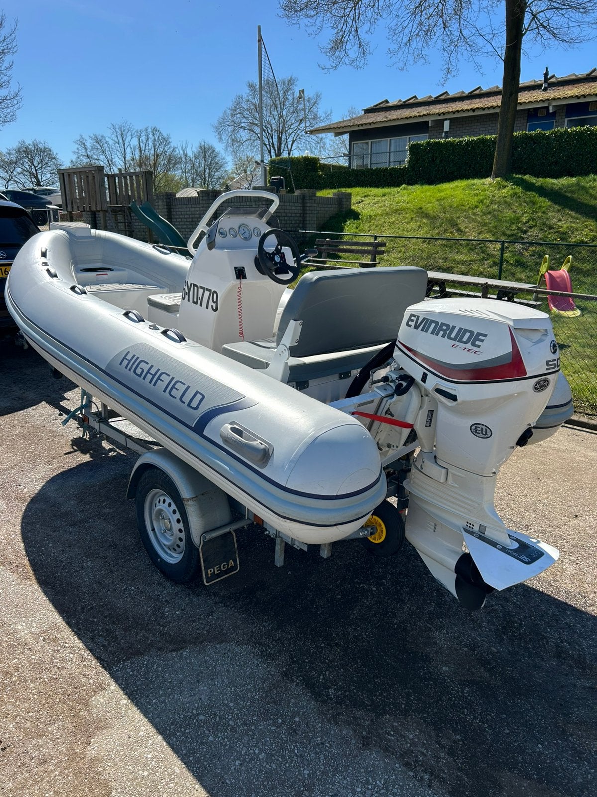 Highfield 390 ocean 50 pk evinrude +trailer, Ophalen, Aluminium, Highfield