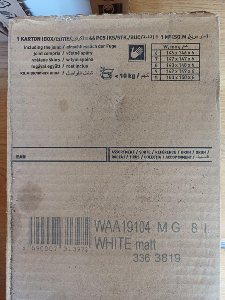 4,5 m2 Witte keramische wandtegels 15x15 cm - Mat, Nieuw, Minder dan 20 cm, Minder dan 5 m², Wandtegels