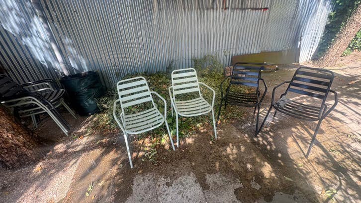 Metalen tuinstoelen (8 stuks), Tuin en Terras, Tuinstoelen, Ophalen, Gebruikt, Metaal, Stapelbaar
