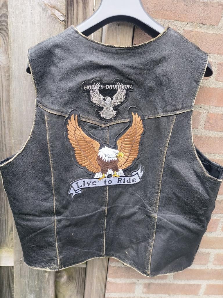 Leren vest Harley Davidson XXL met adelaar logo's, Overige typen, Heren, Harley Davidson, Ophalen of Verzenden