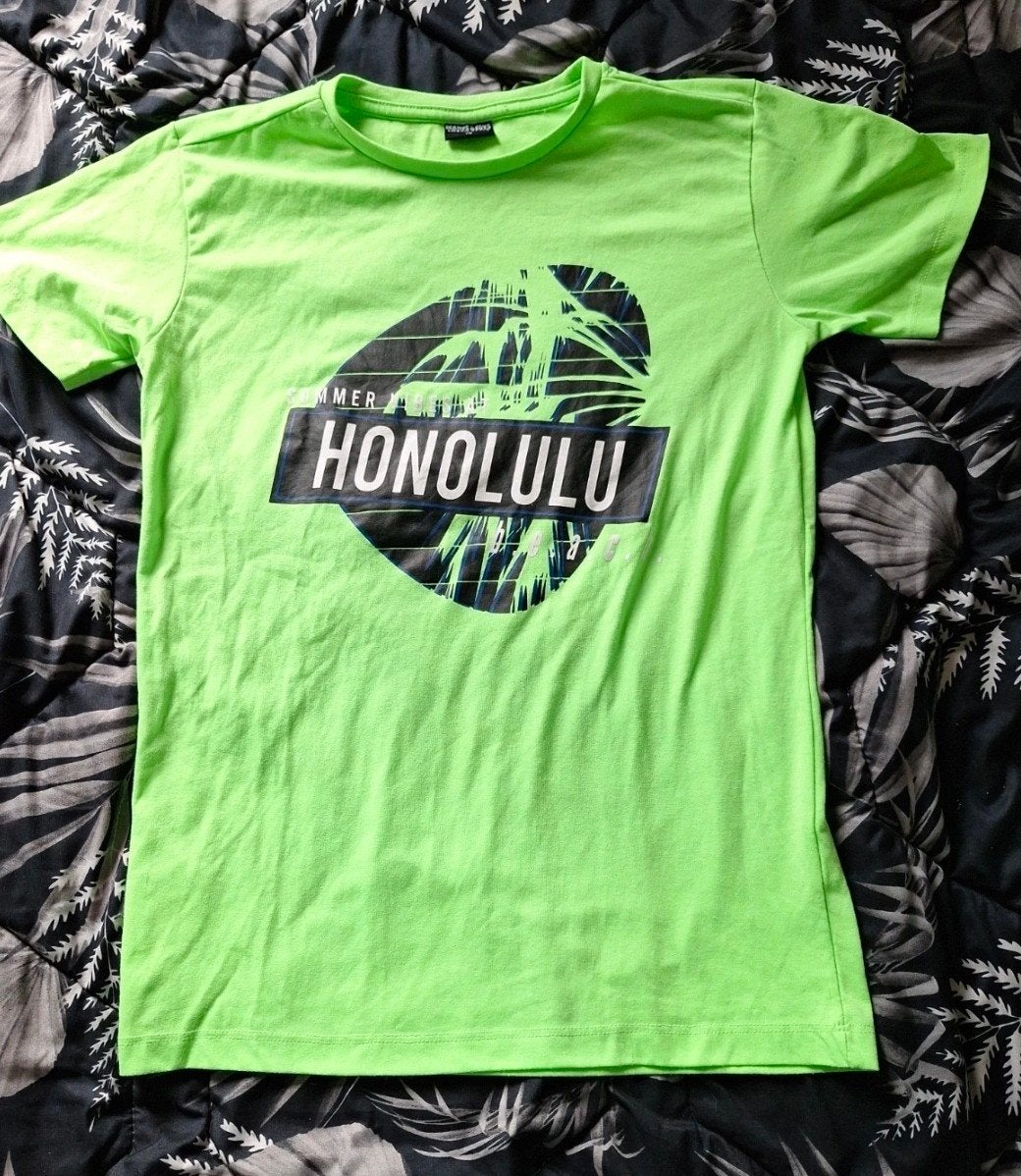 Neon Groen T-shirt Honolulu Maat 170, Ophalen, Zo goed als nieuw, Jongen, Shirt of Longsleeve