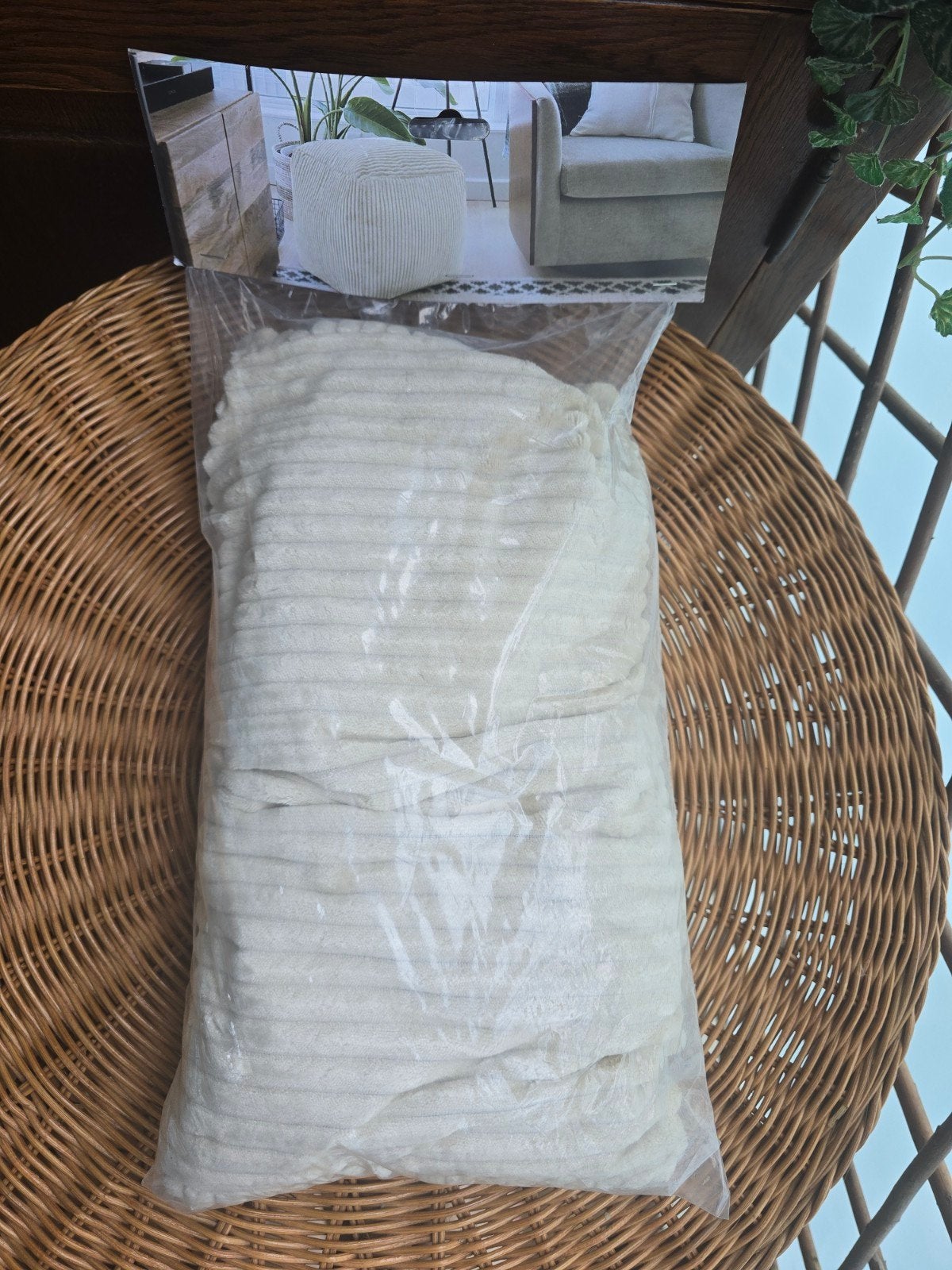 4 x opblaasbare poef. beige Rib stof . nieuw !!, Overige kleuren, Nieuw, Ophalen of Verzenden, Vier