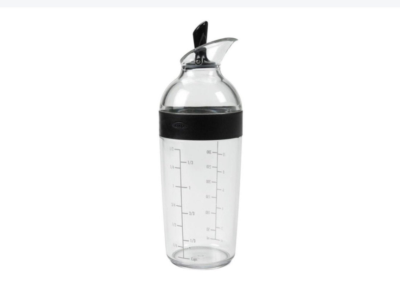 OXO Good Grips Dressing Shaker - Maatbeker en Schenkkan., Kunststof, Ophalen of Verzenden, Zwart, Overige merken