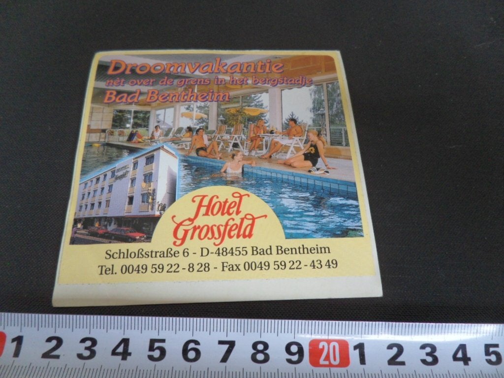 sticker Duitsland Bad Bentheim Hotel Grossfeld  AE104, Ophalen of Verzenden, Zo goed als nieuw