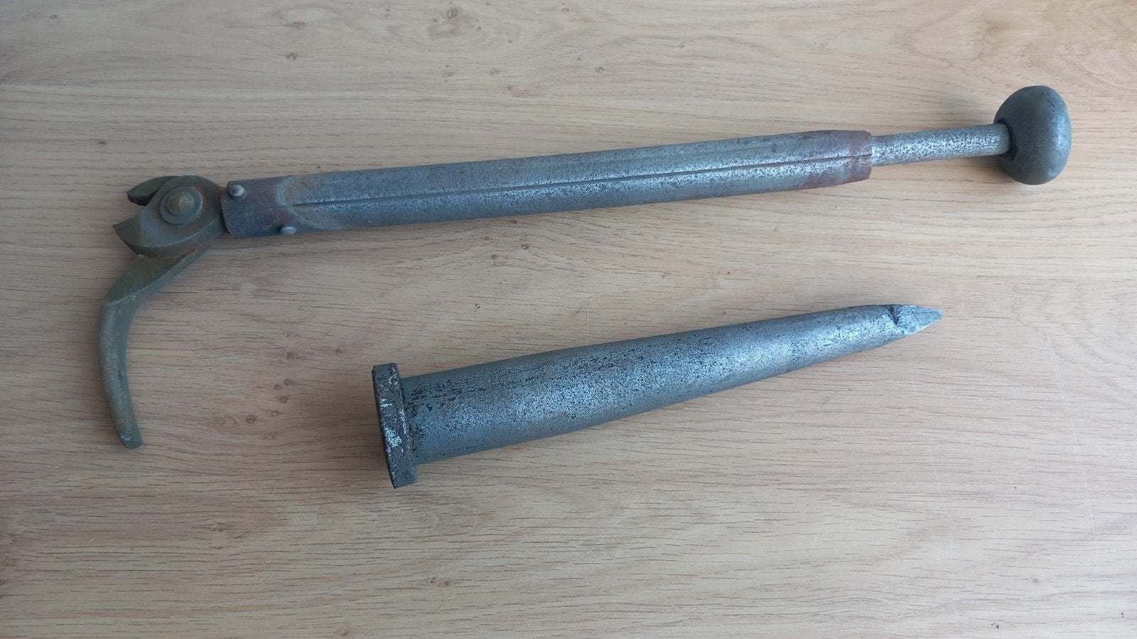 Antieke botenbouwdrevel en spijkertrekker, Ophalen of Verzenden, Gebruikt, Zeilboot, Gebruiksvoorwerp