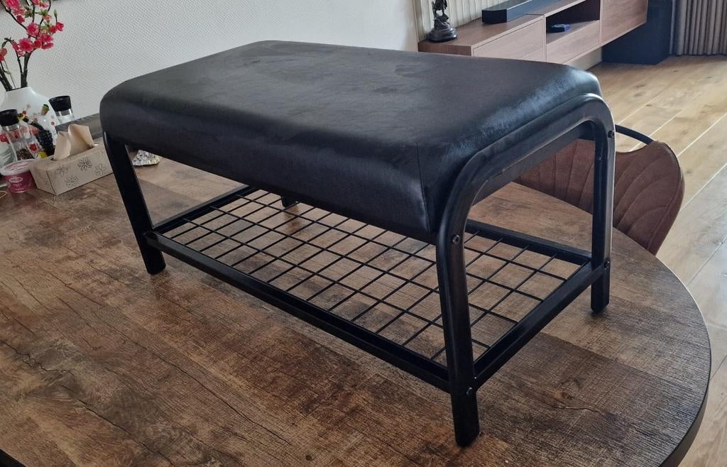 Zwart halbank, Huis en Inrichting, Gebruikt, Minder dan 50 cm, Ophalen of Verzenden, Stof