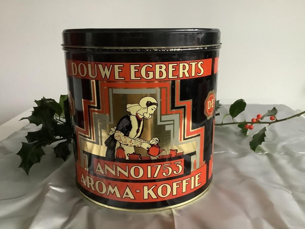 mooi groot vintage Douwe Egberts blik, Verzamelen, Blikken, Ophalen of Verzenden, Zo goed als nieuw, Koffie, Douwe Egberts