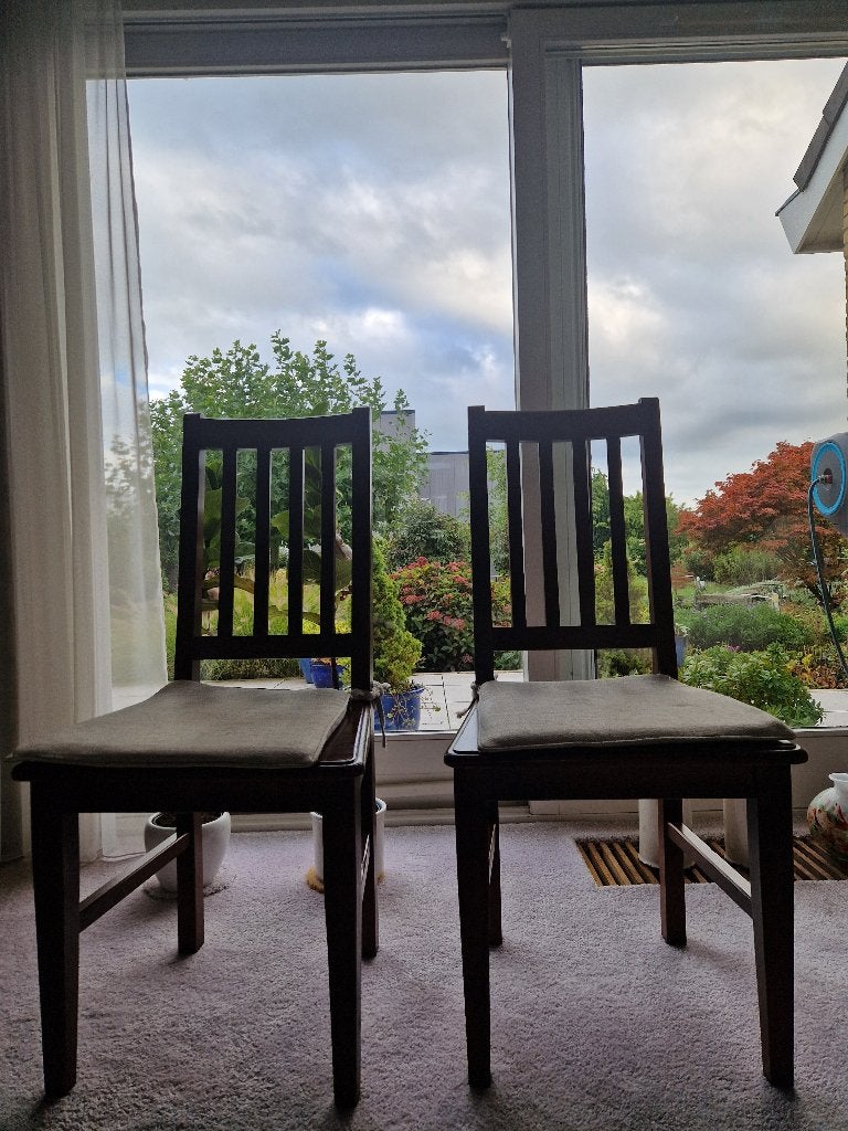 6 Eiken eetkamer stoelen, Huis en Inrichting, Ophalen, Bruin, Zo goed als nieuw, Vijf, Zes of meer stoelen