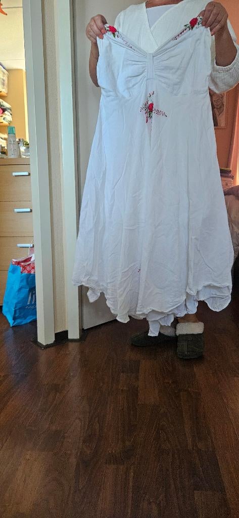 Spaanse jurk, Maat 38/40 (M), Spaans Design, Wit, Ophalen of Verzenden