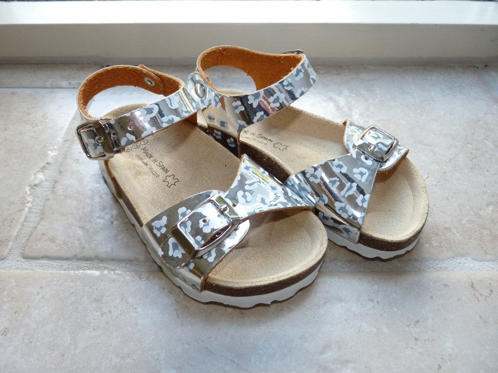 Bio Pinguin zilveren sandalen leren voetbed maat 24 NIEUW!, Meisje, Overige typen, Nieuw, Bio Pinguin