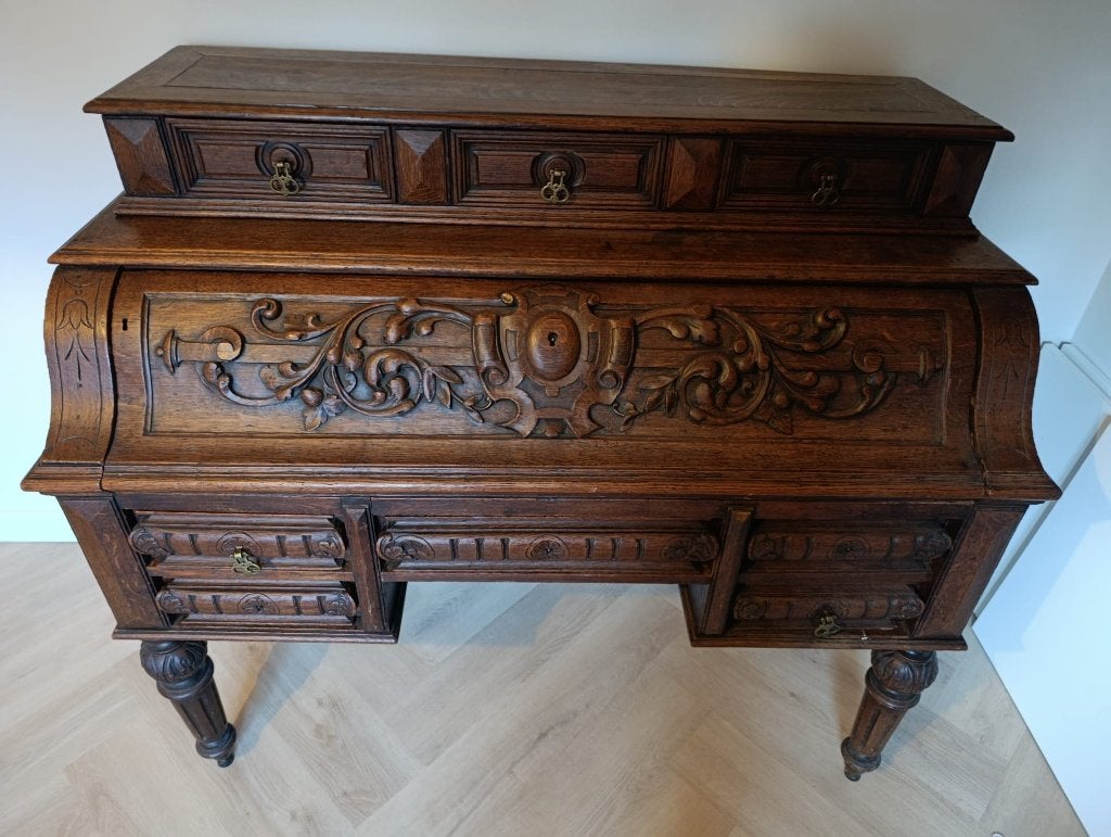 Antiek eiken secretaire Neo-Renaissance ca. 1880, Antiek en Kunst, Ophalen