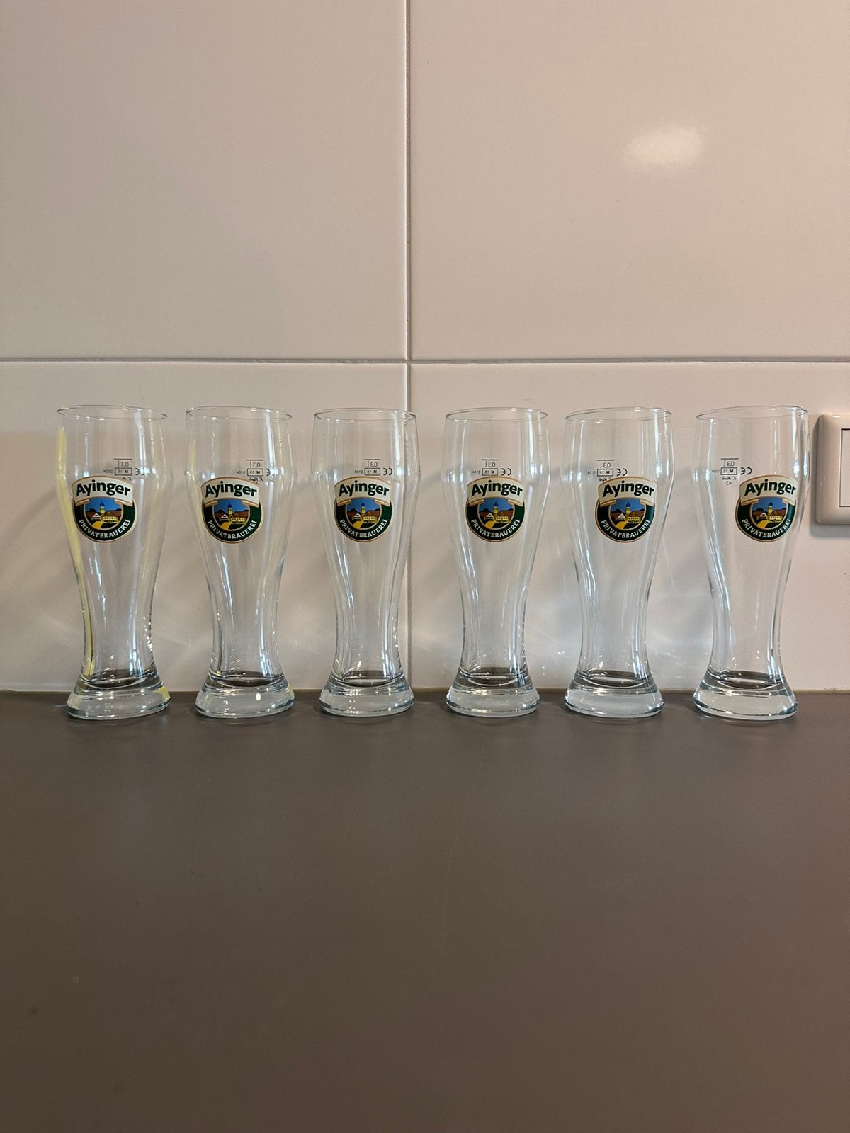 6 Ayinger weizen bierglazen 0,3l, Ophalen of Verzenden, Zo goed als nieuw, Glas of Glazen, Overige merken