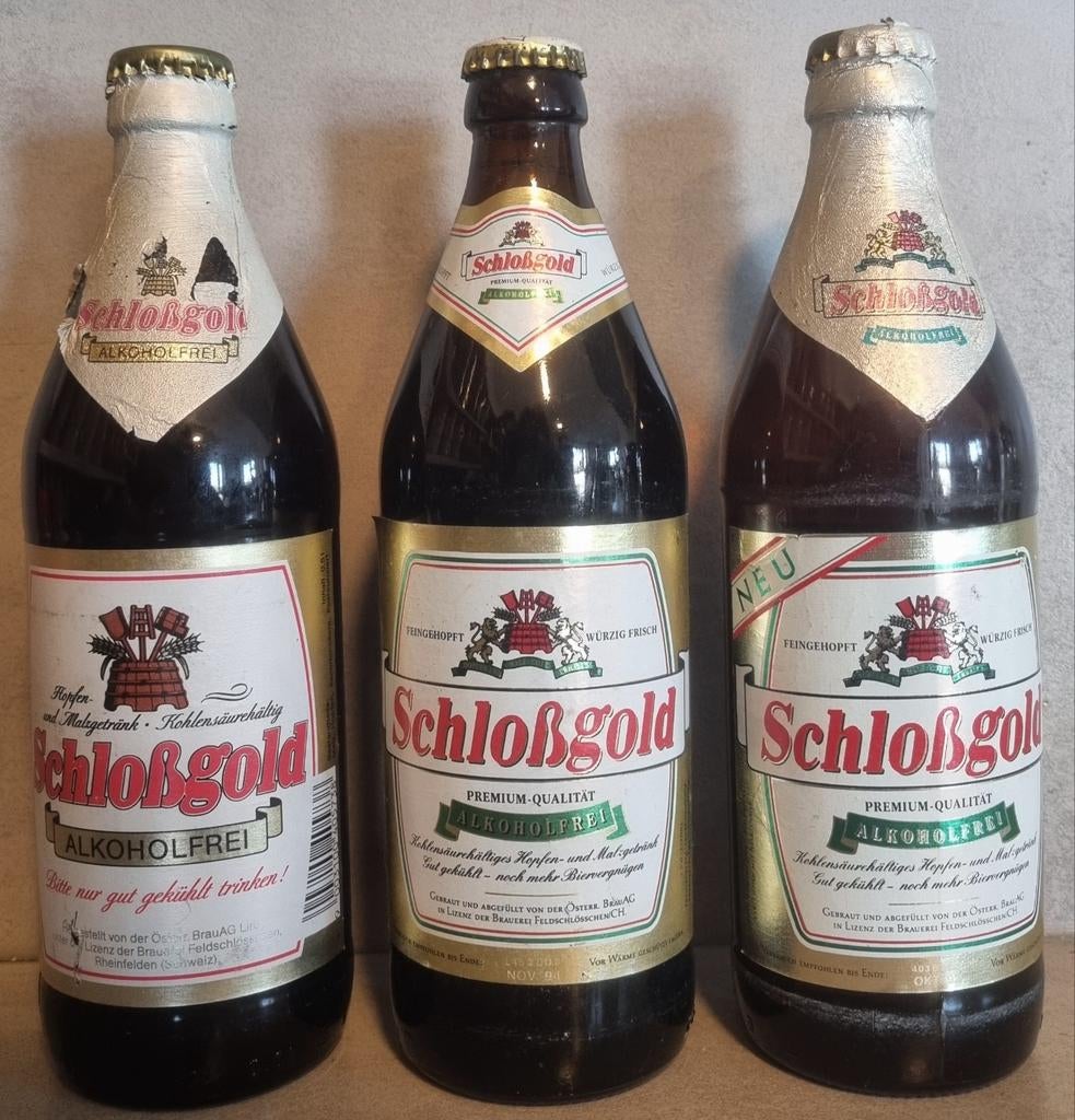 3x Schloßgold, Linz & Feldschlösschen - gj '86, tht '92/'94, Verzamelen, Biermerken, Ophalen of Verzenden, Overige merken