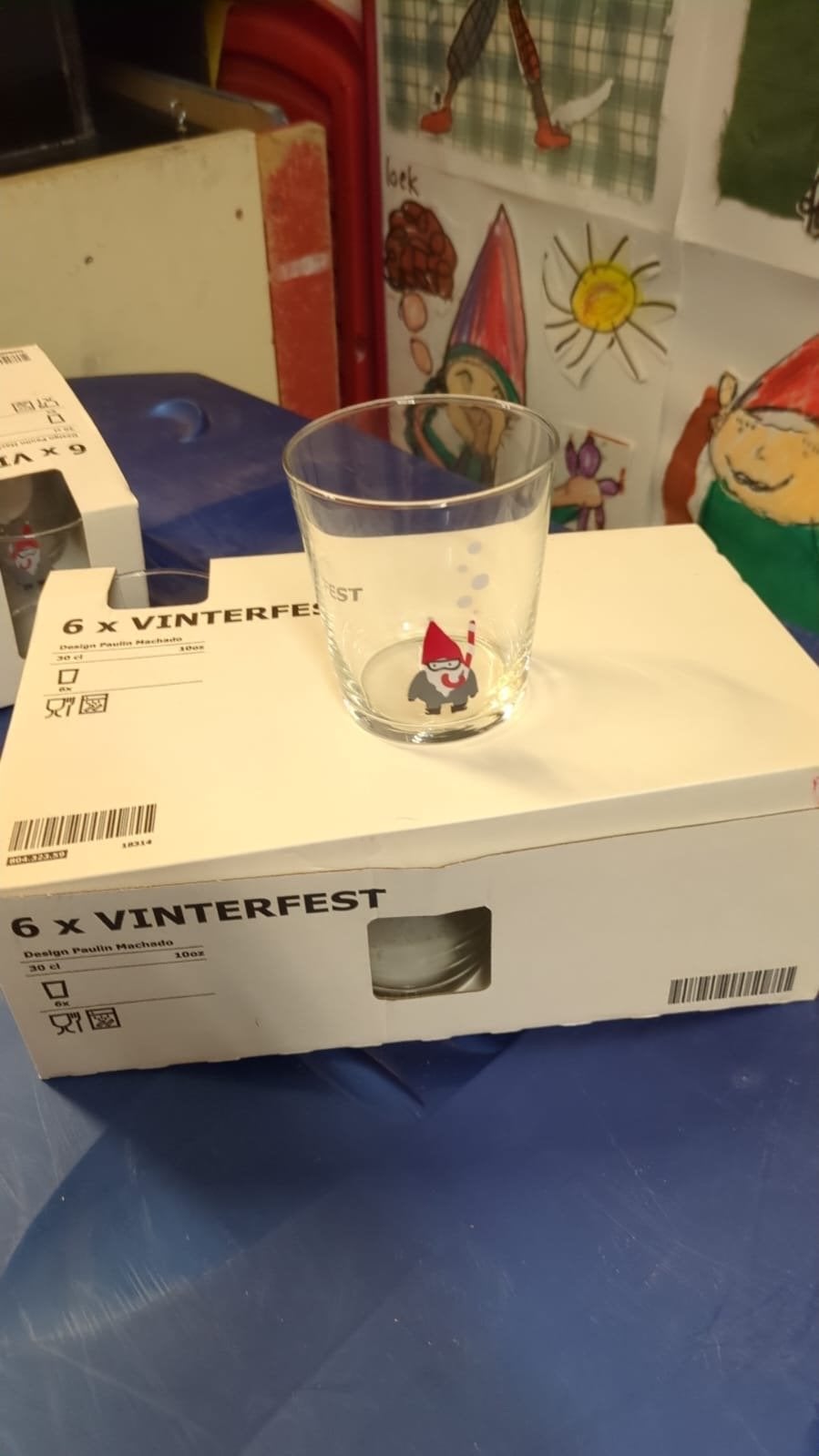 18x IKEA Vinterfest Glazen met Kabouter Design - Nieuw, Ophalen, Glas of Glazen, Nieuw, IKEA