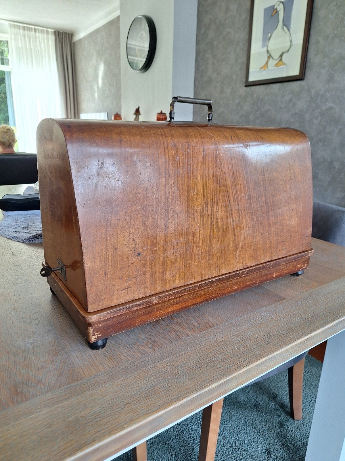 Oude Pfaff Naaimachine met Houten Kap en Accessoires, Ophalen