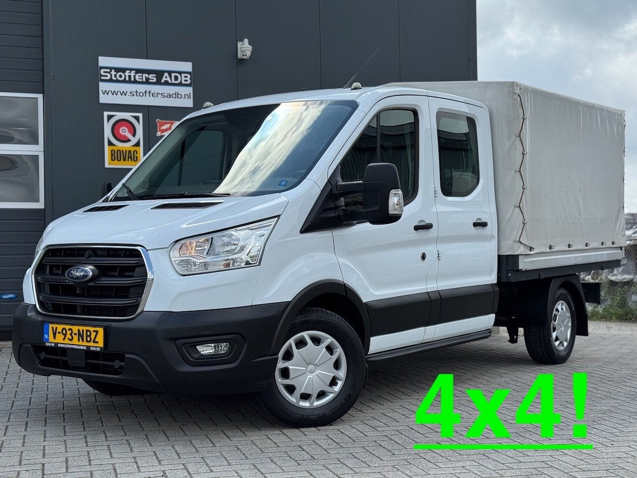 Ford Transit 350 2.0 TDCI L2H1 DC 4WD | Huif | CarPlay | Nav, Auto's, Bestelauto's, Stof, 4 cilinders, Wit, Bedrijf