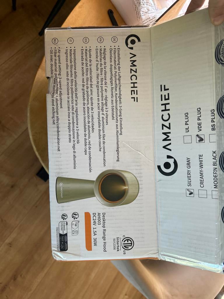 AMZCHEF Draagbare Afzuigkap - Modern Zwart, Onderbouw afzuigkap, Ophalen of Verzenden, Zo goed als nieuw, Vrijstaand