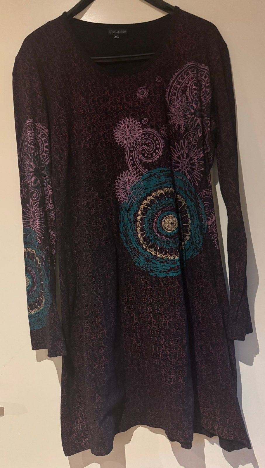 Filosophie Jurk XXL met Paisley Print, Kleding | Dames, Jurken, Paars, Maat 46/48 (XL) of groter, Ophalen of Verzenden, Gedragen