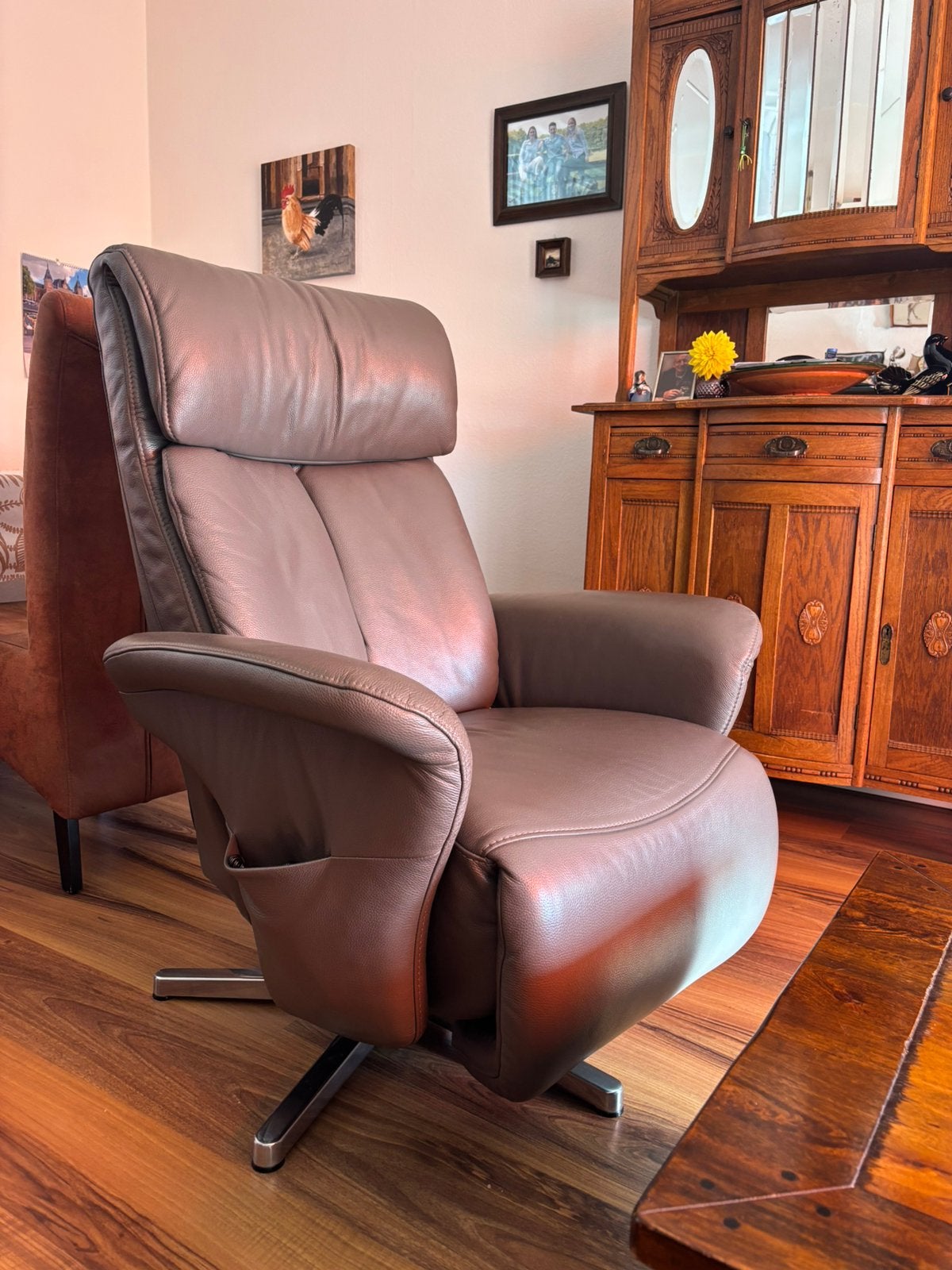 Relaxfauteuil, Ophalen, Minder dan 75 cm, Zo goed als nieuw, Leer