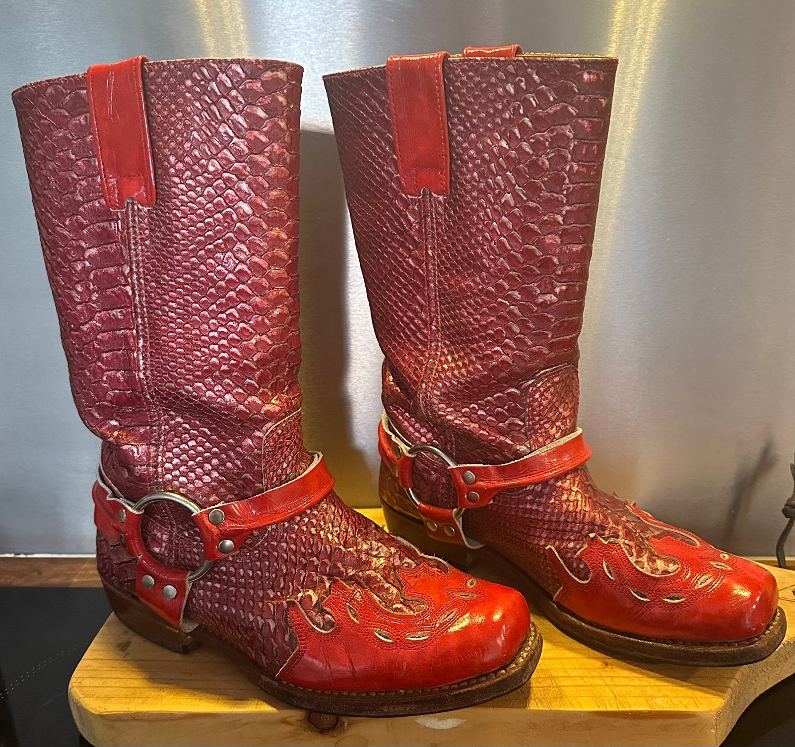Vintage handgemaakte slangeleren western boots maat 38, Kleding | Dames, Hoge laarzen, Ophalen of Verzenden, Zo goed als nieuw