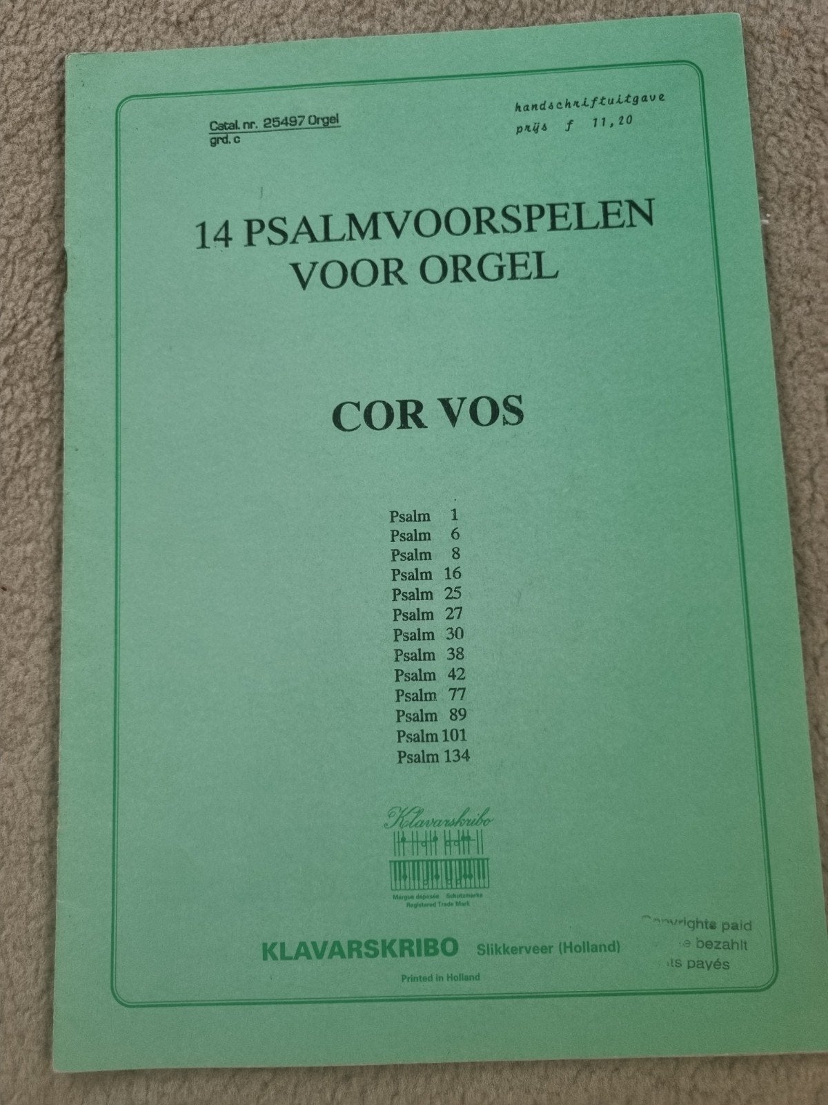 klavarskribo, Cor vos, 14 Psalmbewerkingen, Ophalen of Verzenden, Zo goed als nieuw, Artiest of Componist, Religie en Gospel