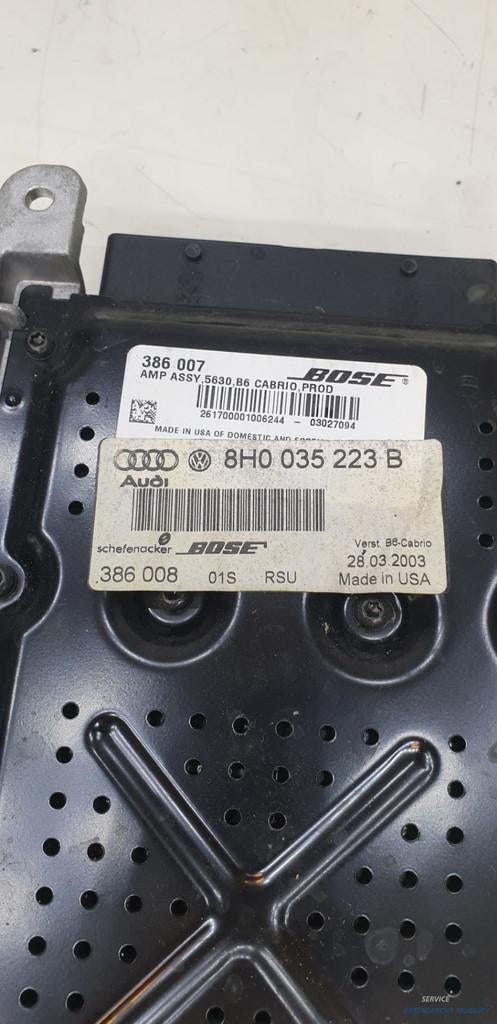 Audio versterker Bose A4 B6 Audi 8H0035223B origineel gebrui, Gebruikt, AUDI AG, Auto-Union-Strasse 1
85045  Ingolstadt, DE, Kundenbetreuung@audi.de