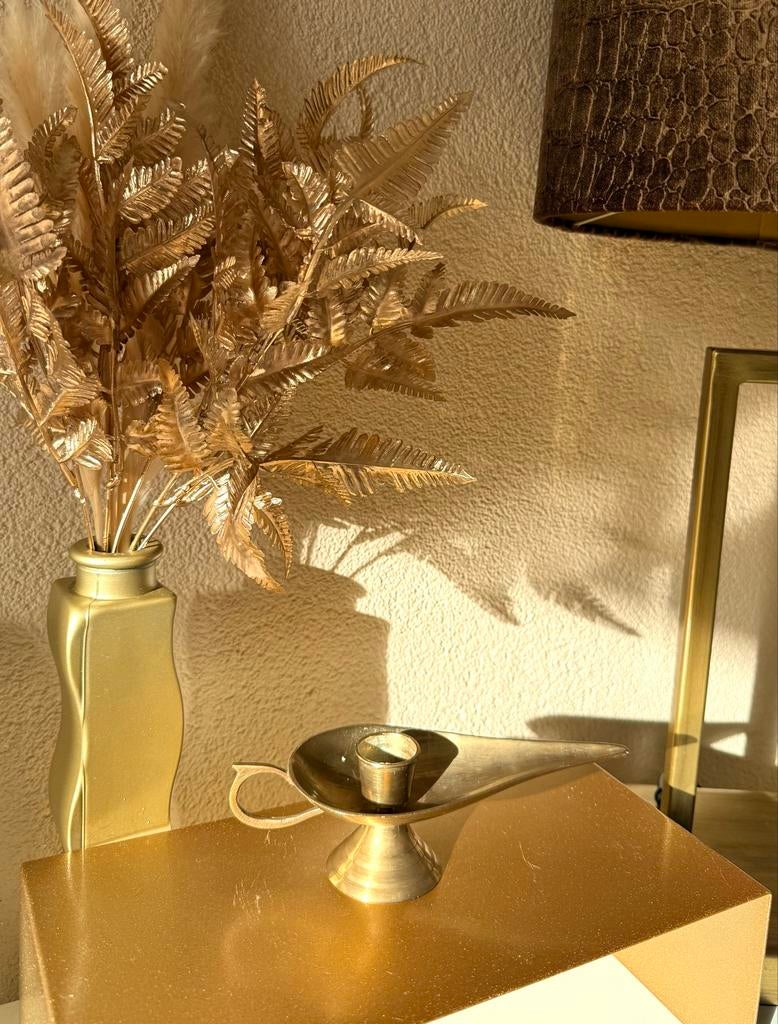 Vintage Messing Kaarsenhouder Alladin Lamp Stijl, Ophalen of Verzenden, Koper of Brons