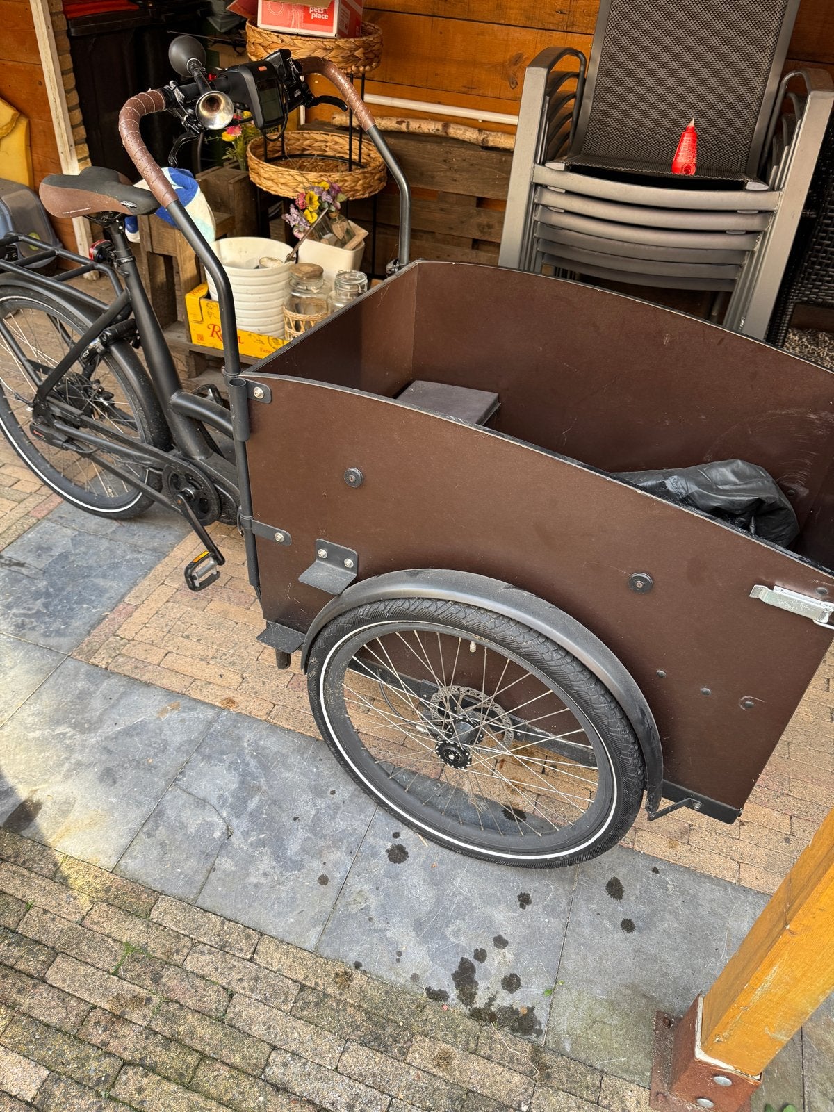 Urban elektrische bakfiets met middenmoter, Fietsen en Brommers, Gebruikt, Elektrisch, 2 kinderen, Schijfrem