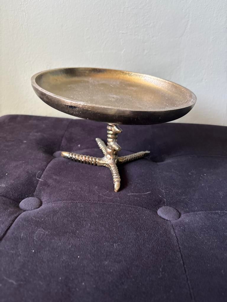 Goudkleurig schaaltje op dierenpoot - Lotus design, Overige materialen, Gebruikt, Schaal, Ophalen of Verzenden