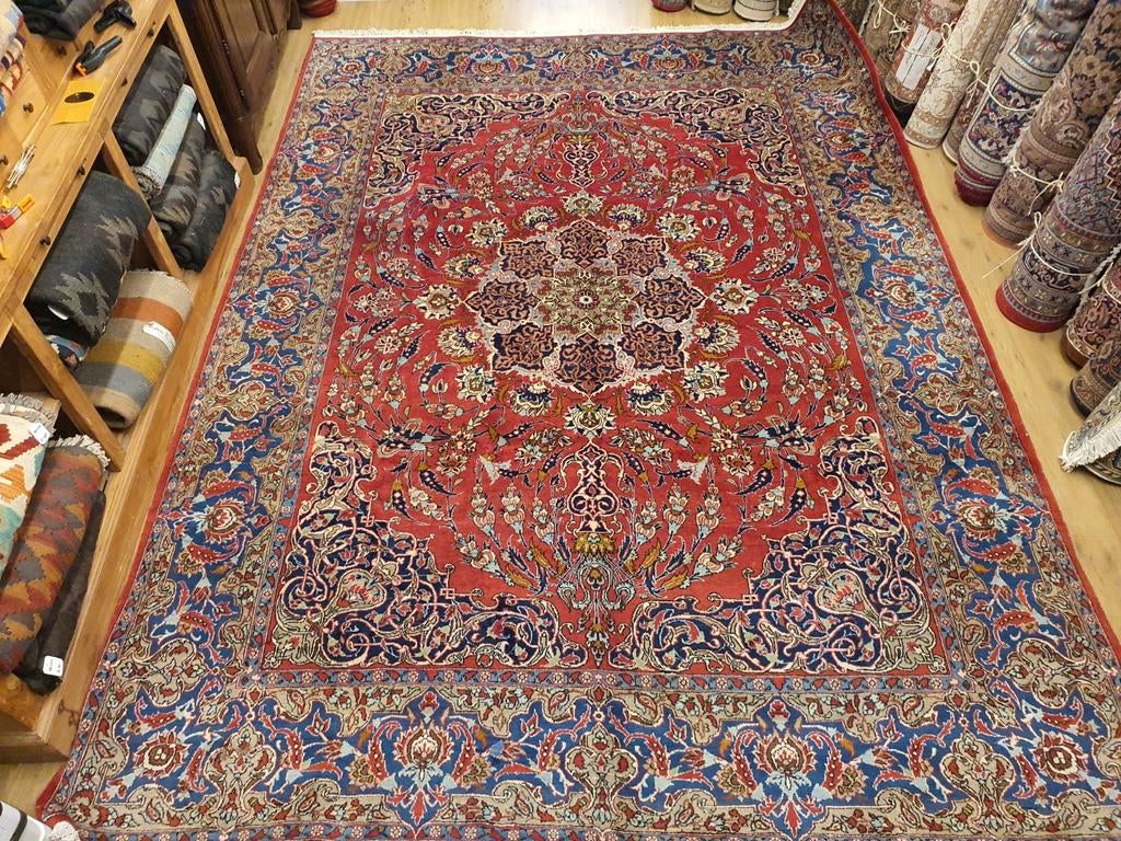 Vintage handgeknoopt perzisch tapijt kashan 373x266