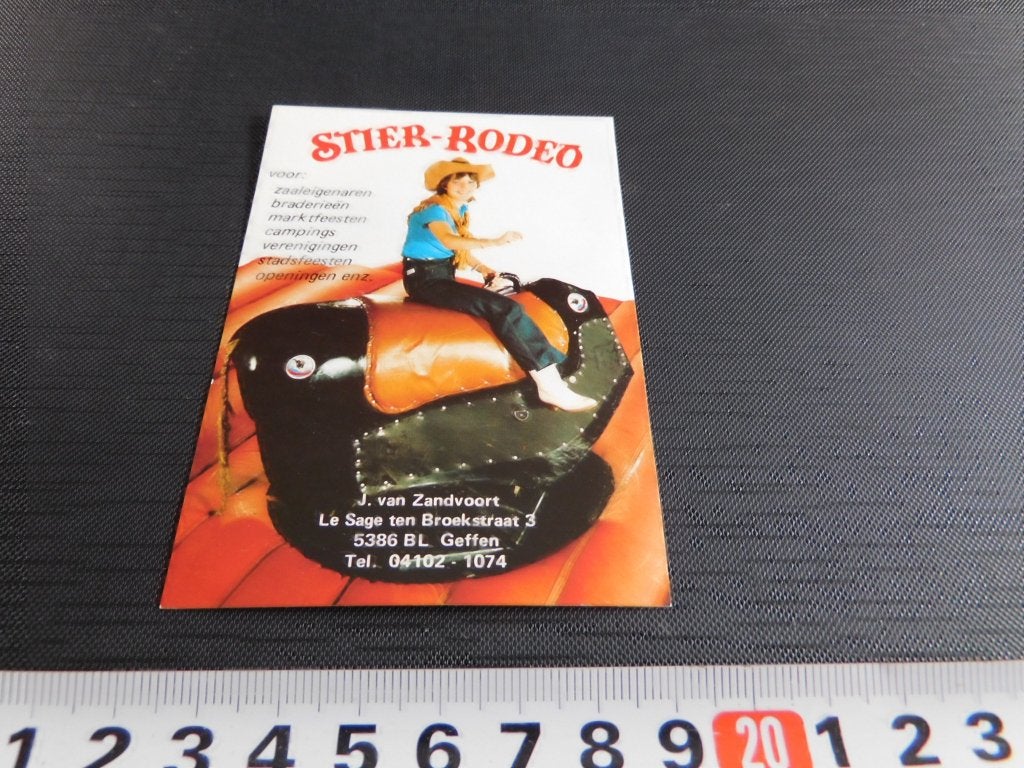 sticker Geffen J. van Zandvoort  STIER - RODEO, Ophalen of Verzenden, Zo goed als nieuw