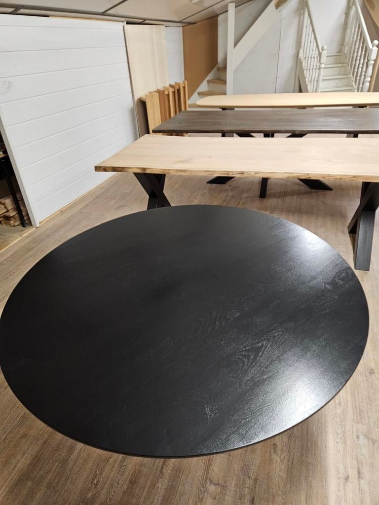 Rond tafelblad (essen zwart), Ophalen, Rond, Nieuw, Overige houtsoorten