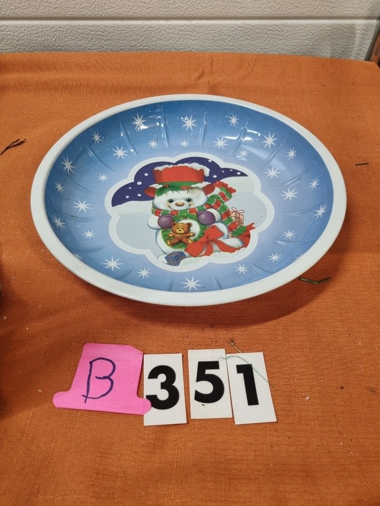 kerst blik schaal met sneeuwpop [b351], Diversen, Kerst, Ophalen of Verzenden, 'T Olde Gre-j, Info@toldegrej.nl, Endepoelstraat 20f Didam